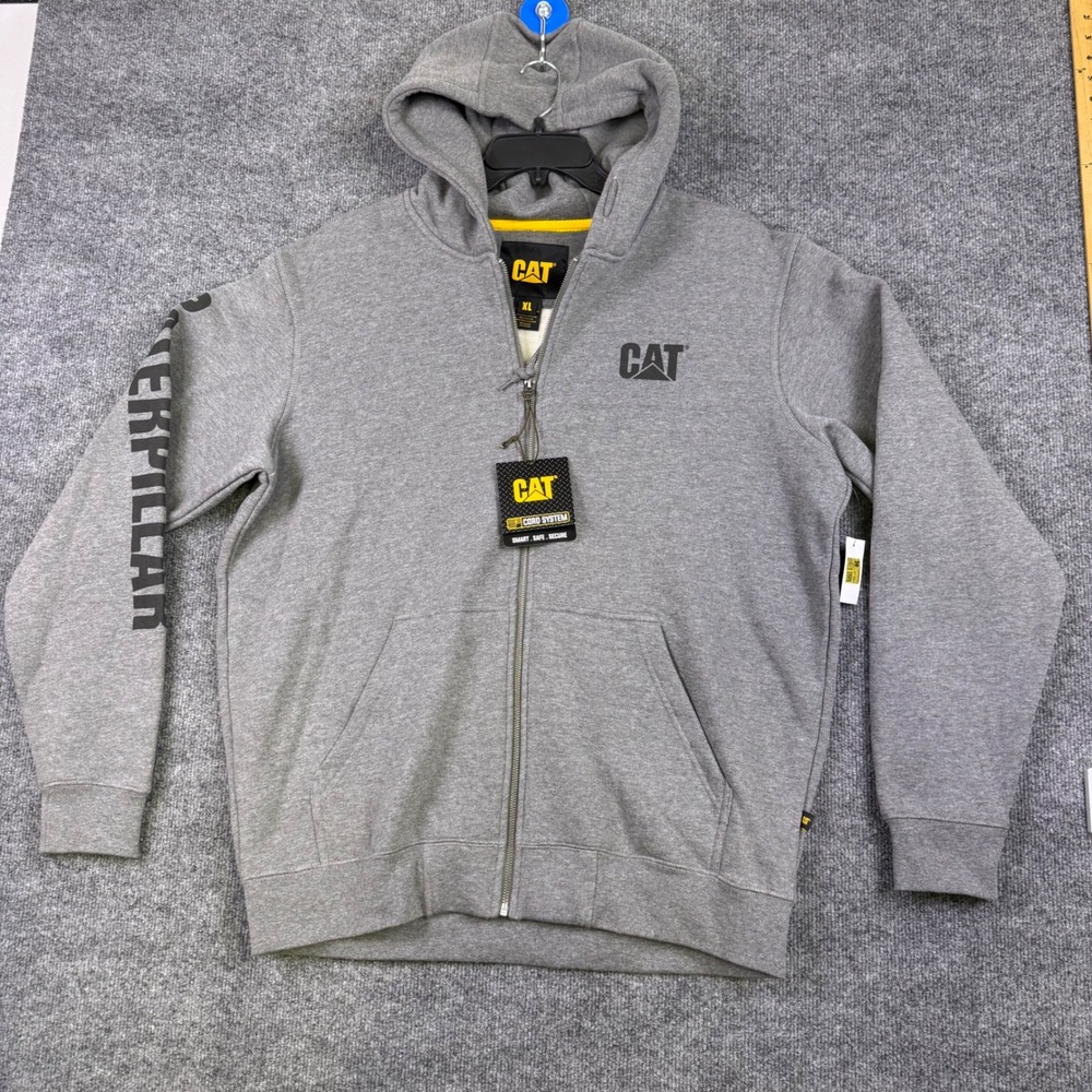 CAT Caterpillar Mens Full Zip Hooded Sweatshirt Gray XL W10840 New NWT